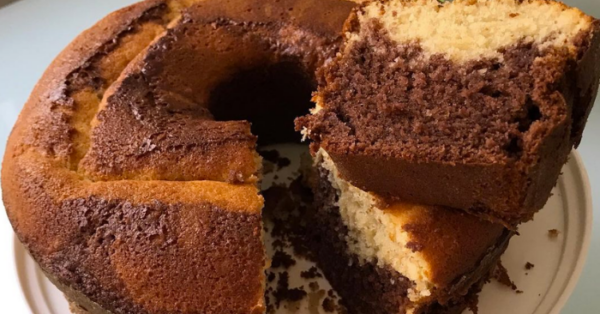 bolo Mármore de Banana e Chocolate